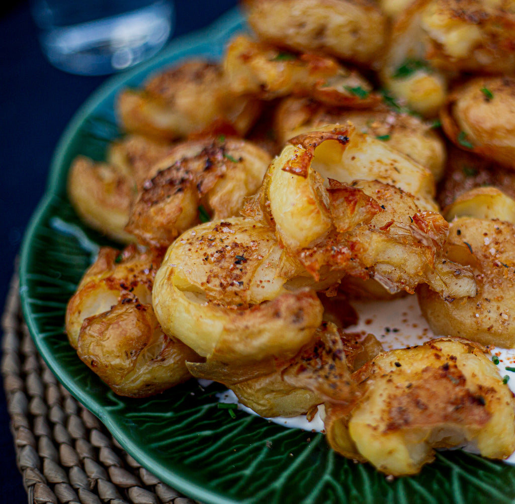 Duck Fat Roasted Smashed Potatoes